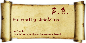 Petrovity Urbána névjegykártya